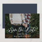 Einfaches Romantisches Script Starry Foto Save the Date (Vorne/Hinten)
