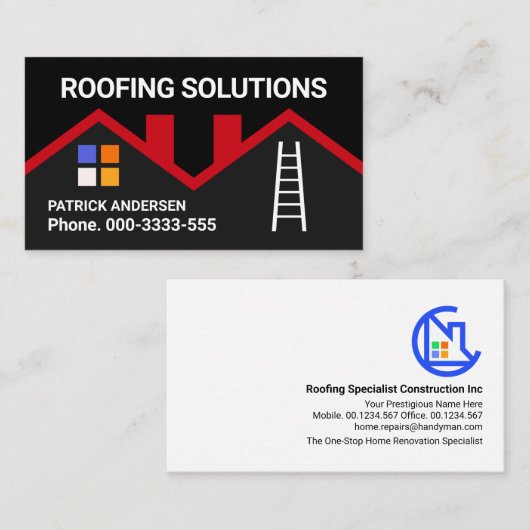 Einfaches Roofer-Layout Visitenkarte (Vorne/Hinten)