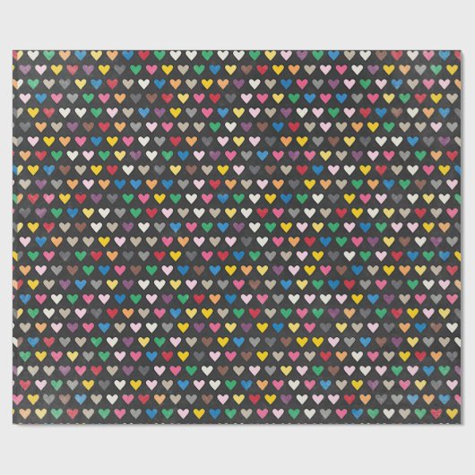 Einfaches rosa blaues gelbes Herzmuster Geschenkpapier (Flach)