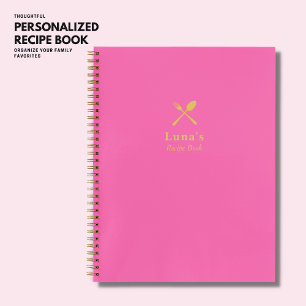 Einfaches rosa Cooking Journal Notebook mit Küchen Notizblock