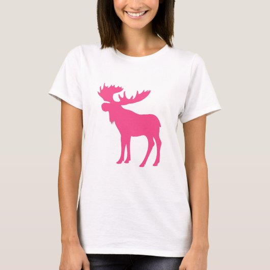 Einfaches rosa Elchsymbol T-Shirt (Vorderseite)