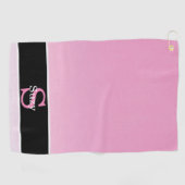 Einfaches rosa Elegant Initial Monogram Golfhandtuch (Horizontal)