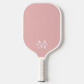 Einfaches Rosa Elegantes Monogramm Pickleball Schläger (Rückseite)