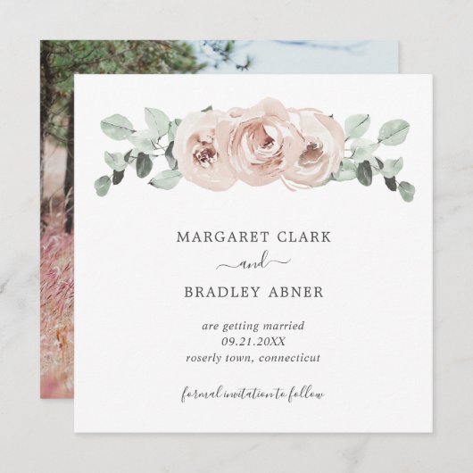 Einfaches rosa Foto Elegante Hochzeit (Vorne/Hinten)