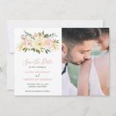 Einfaches Rosa Foto Elegante Hochzeit Save The Date (Vorderseite)