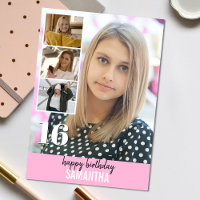 Einfaches rosa Foto | Geburtstags-Grußkarte einsam