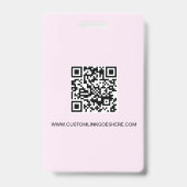 Einfaches rosa Geschäft-Logo QR-Code Mitarbeiterfo Ausweis (Rückseite)