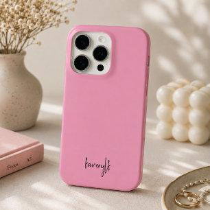 Einfaches Rosa Girly Schriftzug Monogramm Name Ca Case-Mate iPhone Hülle