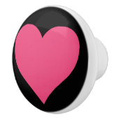 Einfaches rosa Herz auf schwarzem Hintergrund Kera Keramikknauf (Rechts)