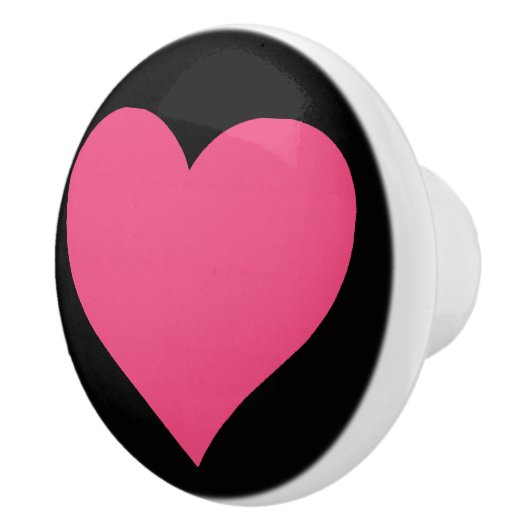 Einfaches rosa Herz auf schwarzem Hintergrund Kera Keramikknauf (Rechts)