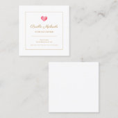 Einfaches rosa Herz mit elegantem Gold-Script Quadratische Visitenkarte (Vorne/Hinten)