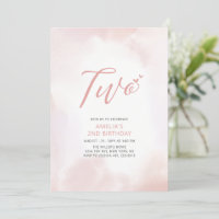 Einfaches Rosa Herz Zwei 2. Mädchen Geburtstagsfei