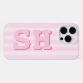 Einfaches rosa Initial-Monogramm iPhone Hülle (Rückseite (Horizontal))