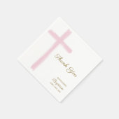 Einfaches rosa Kreuz Danke-Taufgeschenk Serviette (Ecke)