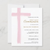 Einfaches rosa Kreuz Mädchen erste heilige Kommuni (Vorderseite)