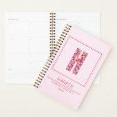 Einfaches Rosa Mädchenhaftes Florales Monogramm Bu Planer (Anzeige)