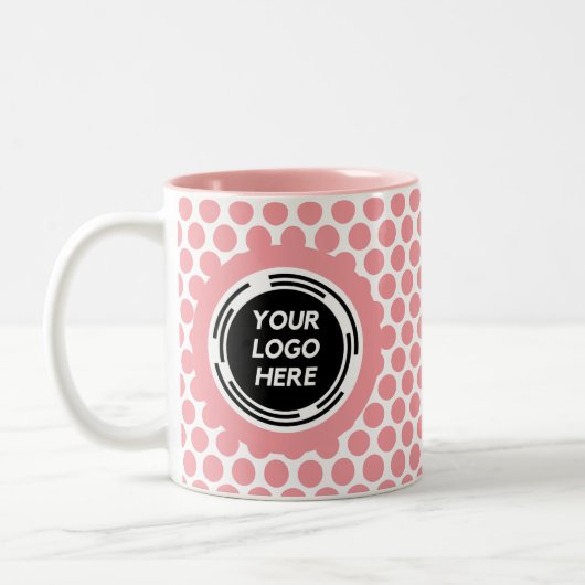 Einfaches, rosa-minimales Firmenlogo Zweifarbige Tasse (Links)