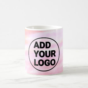 Einfaches rosa minimales Wasserfarben-Logo Unterne Kaffeetasse