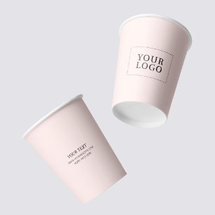 Einfaches rosa minimalistisches Geschäftslogo Cust Pappbecher