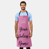 Einfaches Rosa mit Salonname und Ihrem Logo hier Schürze (Getragen)