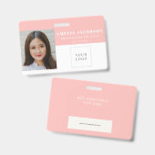 Einfaches Rosa-Mitarbeiter-Foto-ID-Logo-Barcode Ausweis (Vorder- & Rückseite)