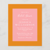 Einfaches Rosa Orange Brautparty laden ein (Vorderseite)