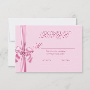 Einfaches rosa Satinband Hochzeits-RSVP RSVP Karte