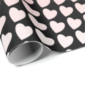 Einfaches rosa Schwarzes Herzmuster Girlandel Must Geschenkpapier (Rolleneckpunkt)