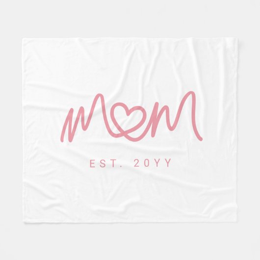Einfaches rosa Skript Herz Süße neue Mama gegründe Fleecedecke (Vorderseite (Horizontal))