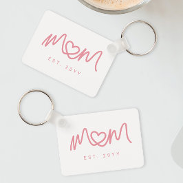 Einfaches rosa Skript Herz Süße neue Mom etabliert Schlüsselanhänger