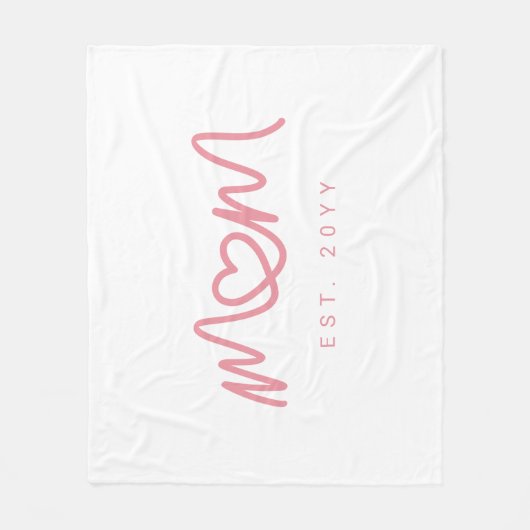 Einfaches rosa Skript Herz süße neue Mutter etabli Fleecedecke (Vorderseite)