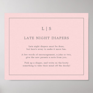 Einfaches rosa Spätspätspülung Windeln Baby Duschs Poster