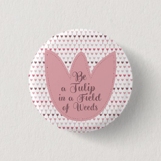 Einfaches rosa Tulip-Muster Button (Vorderseite)