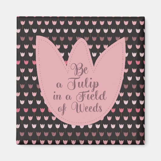 Einfaches rosa Tulip-Muster mit dunklem Hintergrun Magnet (Vorne)