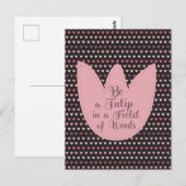 Einfaches rosa Tulip-Muster mit dunklem Hintergrun Postkarte (Vorne/Hinten)