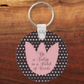 Einfaches rosa Tulip-Muster mit dunklem Hintergrun Schlüsselanhänger (Vorderseite)