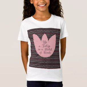 Einfaches rosa Tulip-Muster mit dunklem Hintergrun T-Shirt