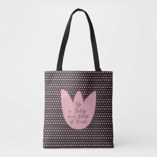 Einfaches rosa Tulip-Muster mit dunklem Hintergrun Tasche (Vorderseite)
