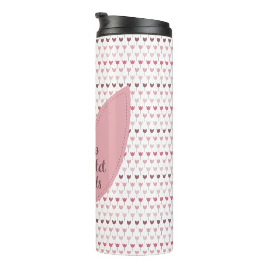 Einfaches rosa Tulip-Muster Thermosbecher (Nach rechts gedreht)