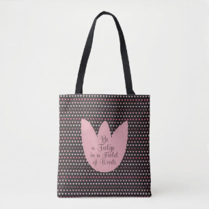 Einfaches rosa Tulpenmuster mit dunklem Hintergrun Tasche