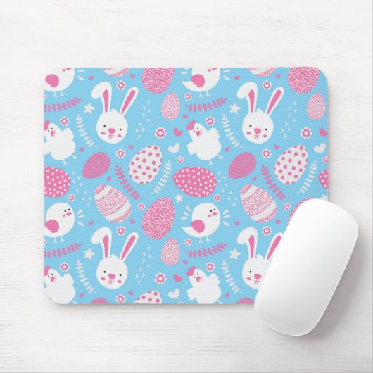 Einfaches rosa und blaues Ostern-Muster | Mousepad (Mit Mouse)