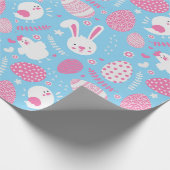 Einfaches rosa und blaues Ostern-Muster-Packpapier Geschenkpapier (Ecke)