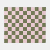 Einfaches rosa und olivgrünes kariertes Muster Fleecedecke (Vorderseite (Horizontal))