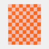 Einfaches Rosa und Orange Chic Schachbrettmuster Fleecedecke (Vorderseite)