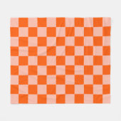 Einfaches Rosa und Orange Chic Schachbrettmuster Fleecedecke (Vorderseite (Horizontal))