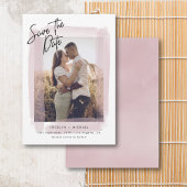 Einfaches rosa und weißes Foto Save the Date