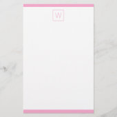 Einfaches rosa und weißes Monogramm Briefpapier (Vorderseite)