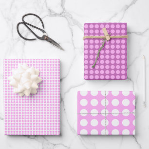 Einfaches Rosa und Weißes Punkte-Muster Geschenkpapier Set