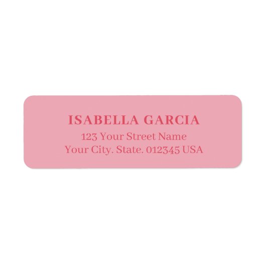 Einfaches, rosafarbenes Adressetikett (Vorne)