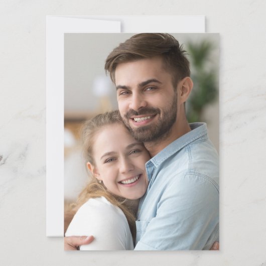 Einfaches, rosafarbenes Blumenkraut-Foto Hochzeit Einladung (Rückseite)